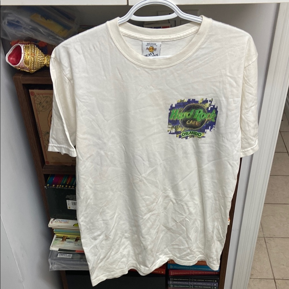 Vintage Hard Rock Cafe Cream Tee with Colorful Logo
